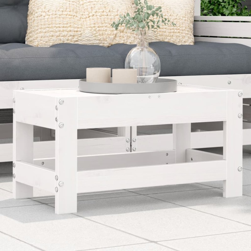 vidaXL Taburete de jardín madera maciza de pino blanco 62x30x32 cm vidaXL Taburete de jardín madera maciza de pino blanco 62x30x32 cm