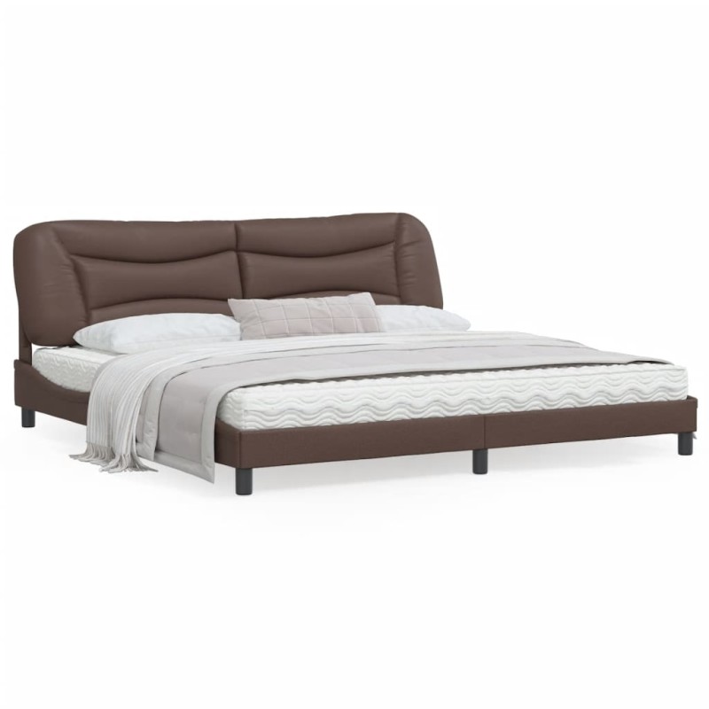vidaXL Estructura cama con luces LED cuero sintético marrón 200x200 cm vidaXL Estructura cama con luces LED cuero sintético marrón 200x200 cm