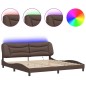 vidaXL Estructura cama con luces LED cuero sintético marrón 200x200 cm vidaXL Estructura cama con luces LED cuero sintético marrón 200x200 cm