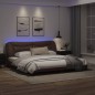 vidaXL Estructura cama con luces LED cuero sintético marrón 200x200 cm vidaXL Estructura cama con luces LED cuero sintético marrón 200x200 cm