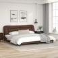 vidaXL Estructura cama con luces LED cuero sintético marrón 200x200 cm vidaXL Estructura cama con luces LED cuero sintético marrón 200x200 cm
