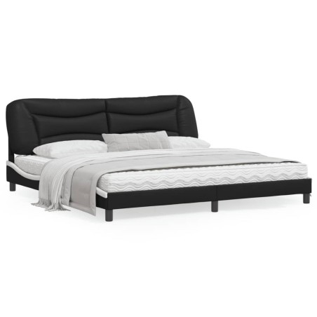 vidaXL Estructura cama con LED cuero sintético negro blanco 200x200 cm