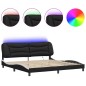 vidaXL Estructura cama con LED cuero sintético negro blanco 200x200 cm vidaXL Estructura cama con LED cuero sintético negro blanco 200x200 cm