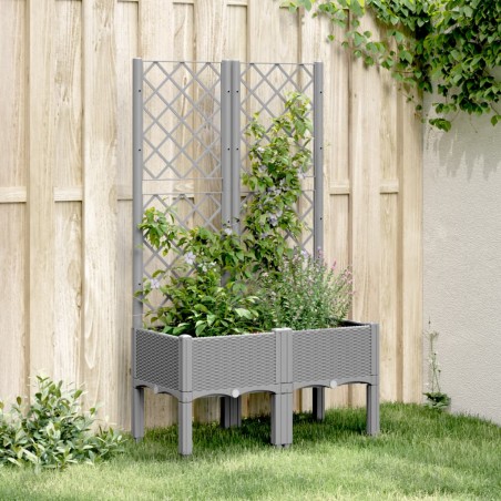 vidaXL Jardinera con enrejado PP gris claro 80x40x142 cm