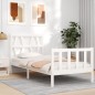 vidaXL Estructura de cama individual con cabecero madera maciza blanco vidaXL Estructura de cama individual con cabecero madera maciza blanco