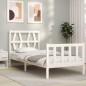 vidaXL Estructura de cama individual con cabecero madera maciza blanco vidaXL Estructura de cama individual con cabecero madera maciza blanco