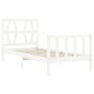 vidaXL Estructura de cama individual con cabecero madera maciza blanco vidaXL Estructura de cama individual con cabecero madera maciza blanco