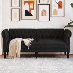 vidaXL Sofá Chesterfield de 2 plazas tela negro