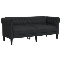 vidaXL Sofá Chesterfield de 2 plazas tela negro