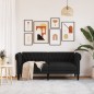 vidaXL Sofá Chesterfield de 2 plazas tela negro vidaXL Sofá Chesterfield de 2 plazas tela negro