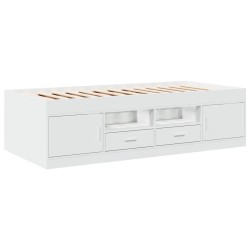 vidaXL Tumbona con cajones madera de ingeniería blanco 100x200 cm