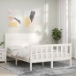 vidaXL Estructura de cama con cabecero madera maciza blanco 140x190 cm vidaXL Estructura de cama con cabecero madera maciza blanco 140x190 cm