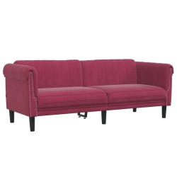 vidaXL Sofá de 3 plazas terciopelo rojo tinto