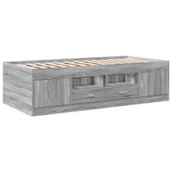 vidaXL Tumbona con cajones madera ingeniería gris Sonoma 100x200 cm