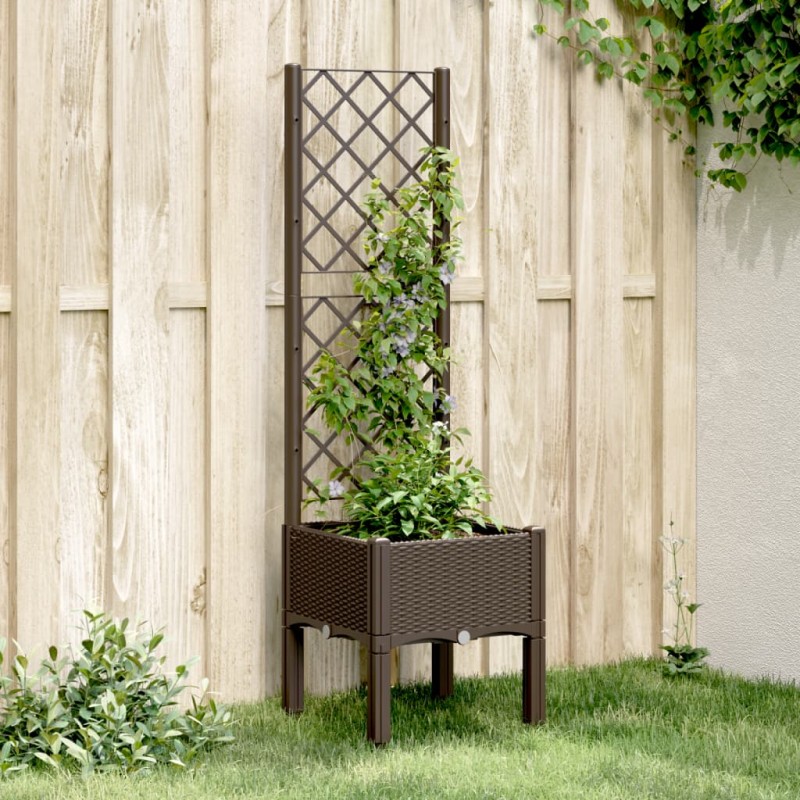 vidaXL Jardinera con enrejado PP marrón 40x40x142 cm vidaXL Jardinera con enrejado PP marrón 40x40x142 cm