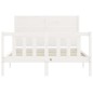 vidaXL Estructura de cama con cabecero madera maciza blanco 140x190 cm vidaXL Estructura de cama con cabecero madera maciza blanco 140x190 cm