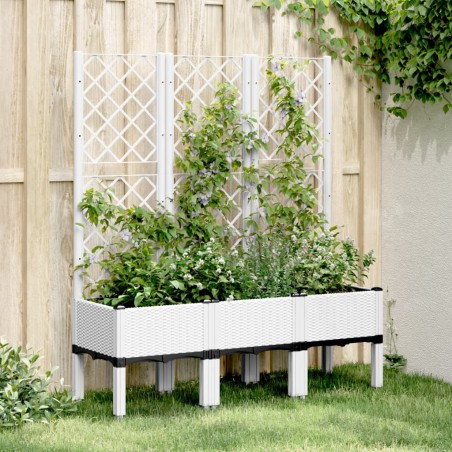 vidaXL Jardinera con enrejado PP blanco 120x40x142 cm