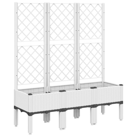 vidaXL Jardinera con enrejado PP blanco 120x40x142 cm