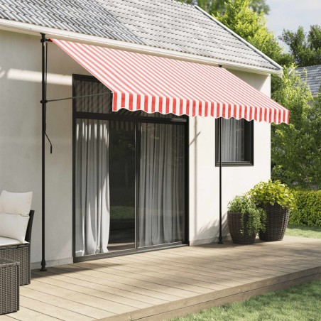 vidaXL Tela de repuesto de toldo rayas rojas y blancas 3x2,5 m