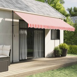 vidaXL Tela de repuesto de toldo rayas rojas y blancas 4x3 m