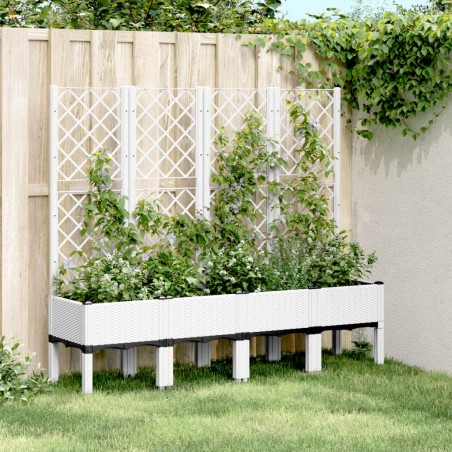 vidaXL Jardinera con enrejado PP blanco 160x40x142 cm