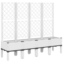 vidaXL Jardinera con enrejado PP blanco 160x40x142 cm