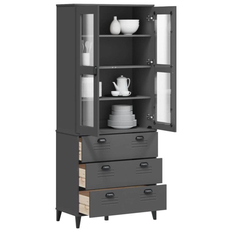 vidaXL Aparador alto VIKEN madera de pino gris antracita 80x40x190 cm vidaXL Aparador alto VIKEN madera de pino gris antracita 80x40x190 cm