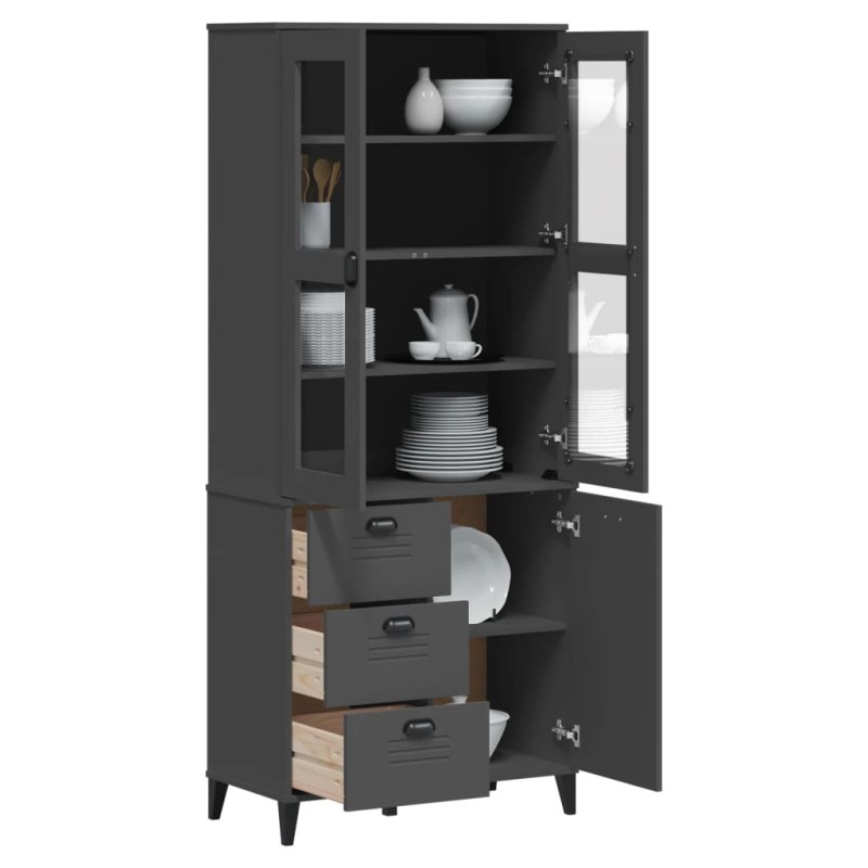 vidaXL Aparador alto VIKEN madera de pino gris antracita 80x40x190 cm