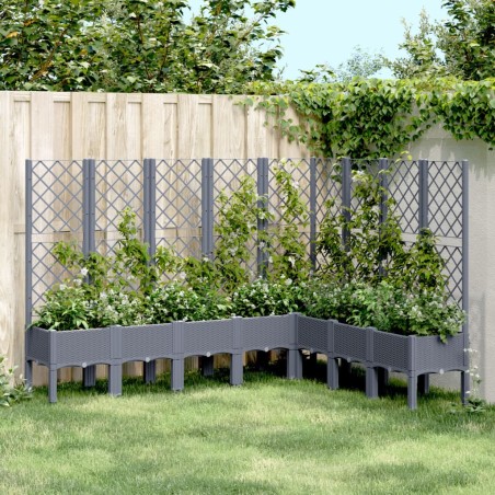 vidaXL Jardinera con enrejado PP gris 200x160x142 cm