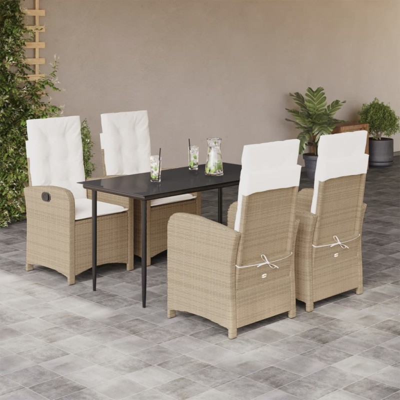 vidaXL Set comedor de jardín 5 pzas con cojines ratán sintético beige vidaXL Set comedor de jardín 5 pzas con cojines ratán sintético beige