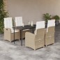 vidaXL Set comedor de jardín 5 pzas con cojines ratán sintético beige vidaXL Set comedor de jardín 5 pzas con cojines ratán sintético beige