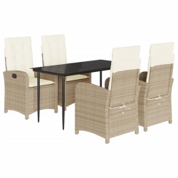 vidaXL Set comedor de jardín 5 pzas con cojines ratán sintético beige