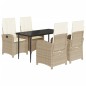 vidaXL Set comedor de jardín 5 pzas con cojines ratán sintético beige vidaXL Set comedor de jardín 5 pzas con cojines ratán sintético beige