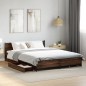 vidaXL Cama con cajones madera de ingeniería marrón roble 120x200 cm vidaXL Cama con cajones madera de ingeniería marrón roble 120x200 cm