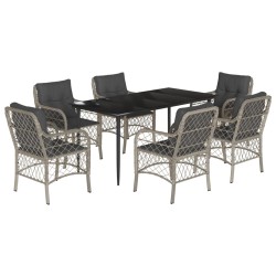 vidaXL Set comedor jardín 7 pzas y cojines ratán sintético gris claro