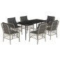 vidaXL Set comedor jardín 7 pzas y cojines ratán sintético gris claro vidaXL Set comedor jardín 7 pzas y cojines ratán sintético gris claro