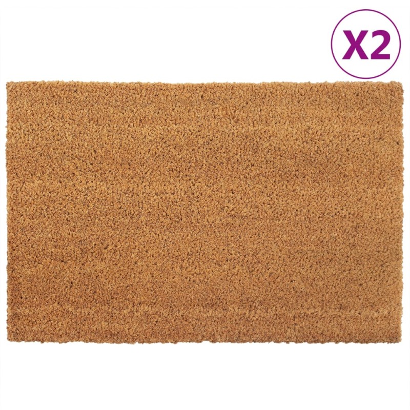 vidaXL Felpudos 2 unidades fibra de coco natural 40x60 cm vidaXL Felpudos 2 unidades fibra de coco natural 40x60 cm
