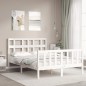 vidaXL Estructura de cama con cabecero madera maciza blanco 140x190 cm vidaXL Estructura de cama con cabecero madera maciza blanco 140x190 cm