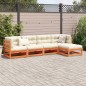 vidaXL Juego de sofás de jardín 5 pzas madera maciza pino marrón cera vidaXL Juego de sofás de jardín 5 pzas madera maciza pino marrón cera