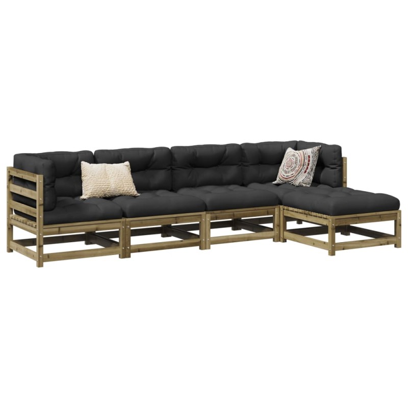 vidaXL Set de sofás jardín 5 pzas con cojines madera pino impregnada vidaXL Set de sofás jardín 5 pzas con cojines madera pino impregnada