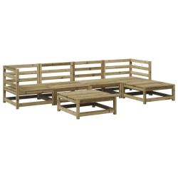 vidaXL Juego de sofás de jardín 6 piezas madera de pino impregnada