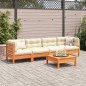 vidaXL Set de sofás jardín 5 pzas con cojines madera pino marrón cera vidaXL Set de sofás jardín 5 pzas con cojines madera pino marrón cera