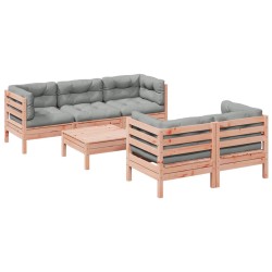 vidaXL Set de sofás jardín 6 pzas con cojines madera abeto Douglas