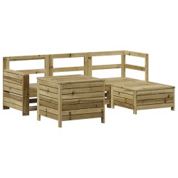 vidaXL Juego de sofás de jardín 5 piezas madera de pino impregnada