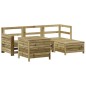 vidaXL Juego de sofás de jardín 5 piezas madera de pino impregnada