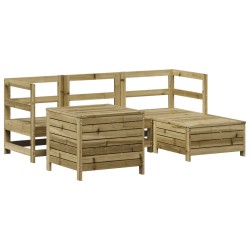 vidaXL Juego de sofás de jardín 5 piezas madera de pino impregnada