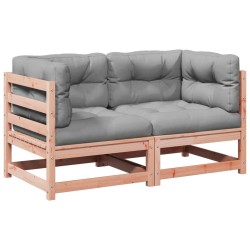 vidaXL Set de sofás jardín 2 pzas con cojines madera abeto Douglas