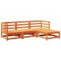 vidaXL Juego de sofás de jardín 4 pzas madera maciza pino marrón cera vidaXL Juego de sofás de jardín 4 pzas madera maciza pino marrón cera