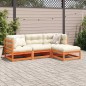 vidaXL Juego de sofás de jardín 4 pzas madera maciza pino marrón cera vidaXL Juego de sofás de jardín 4 pzas madera maciza pino marrón cera