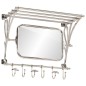 vidaXL Soporte de equipaje con perchas y espejo de pared aluminio vidaXL Soporte de equipaje con perchas y espejo de pared aluminio
